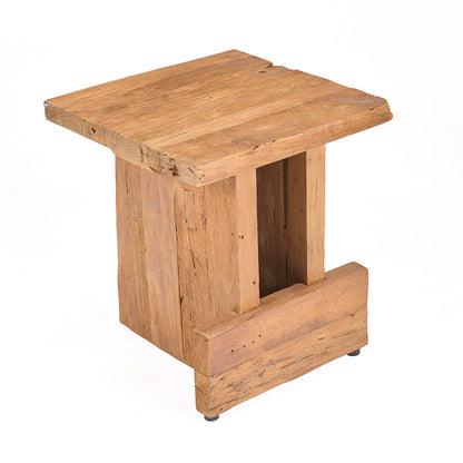 Kruk Suku – gerecycled teakhout, naturel, 40x40x45 cm