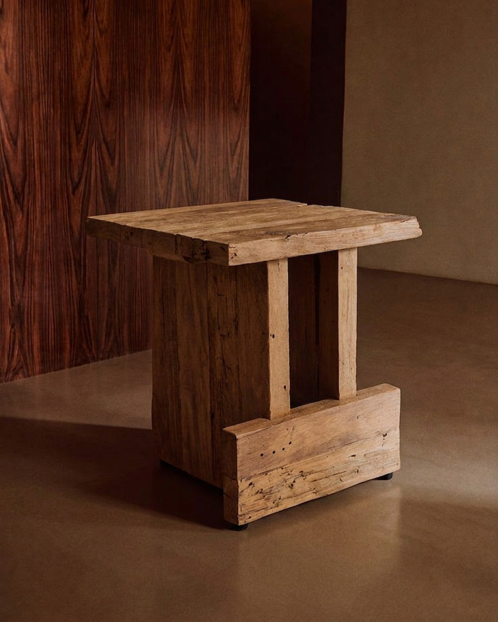 Kruk Suku – gerecycled teakhout, naturel, 40x40x45 cm