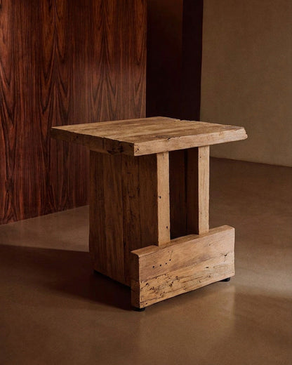 Kruk Suku – gerecycled teakhout, naturel, 40x40x45 cm