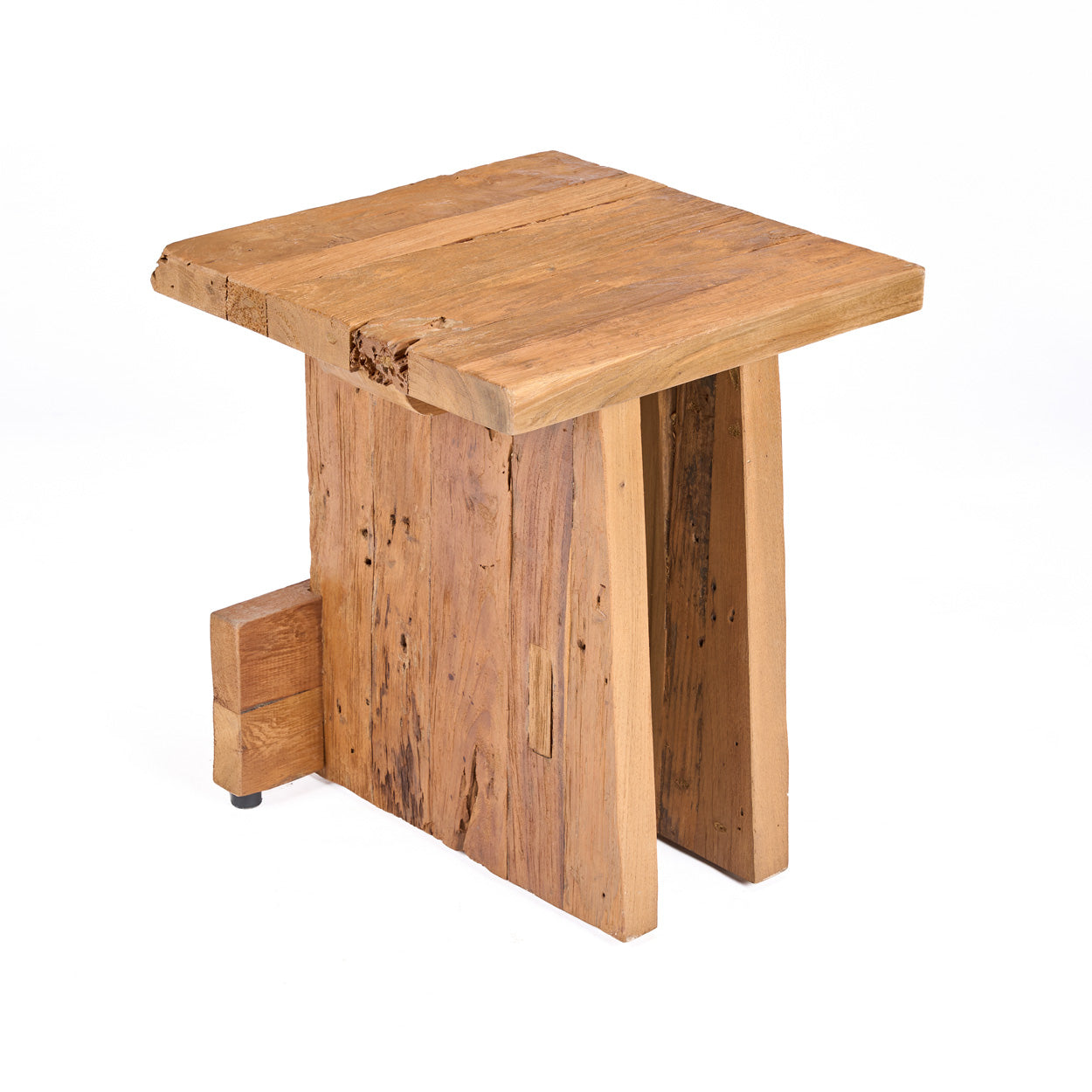 Kruk Suku – gerecycled teakhout, naturel, 40x40x45 cm
