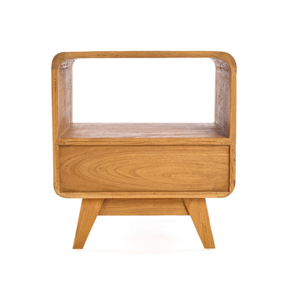 Nachtkastje Breeze – teakhout/rattan, naturel, 50x50x55 cm