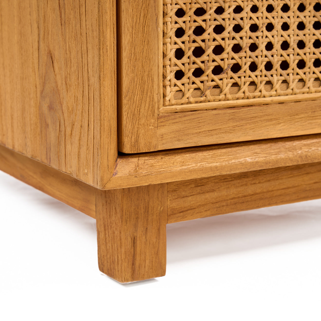 Nachtkastje Harmony – teakhout/rattan, naturel, 51x48x48 cm