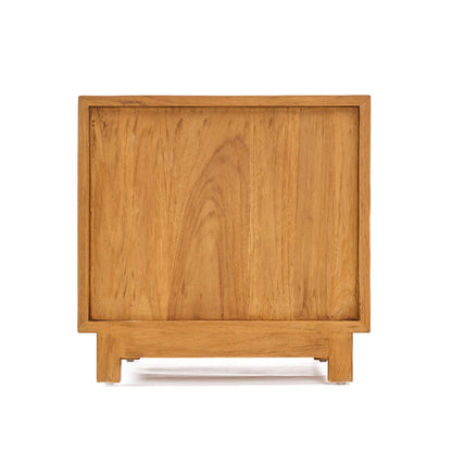 Nachtkastje Harmony – teakhout/rattan, naturel, 51x48x48 cm