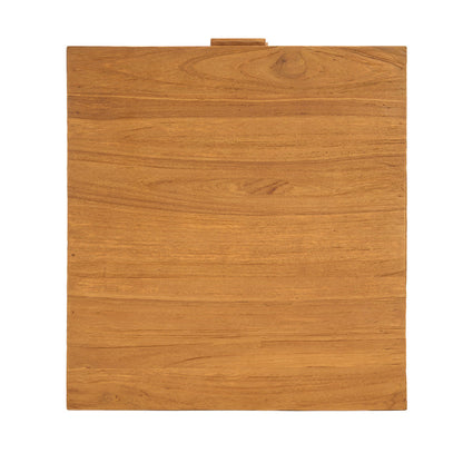 Nachtkastje Harmony – teakhout/rattan, naturel, 51x48x48 cm