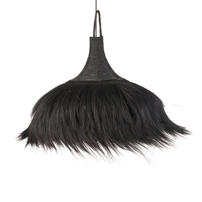 Hanglamp Makiki – mendonggras, zwart, ø100×70 cm