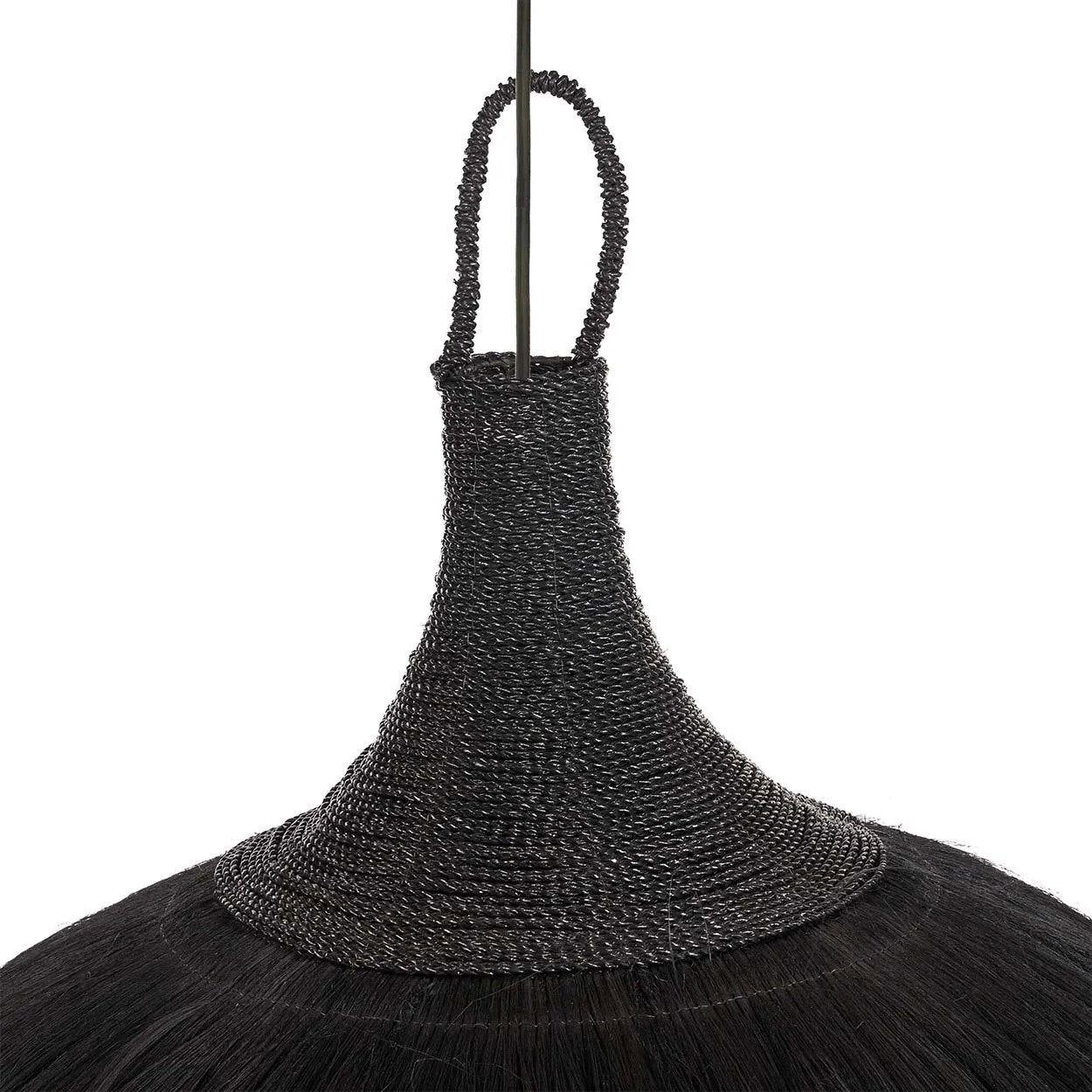 Hanglamp Makiki – mendonggras, zwart, ø100×70 cm