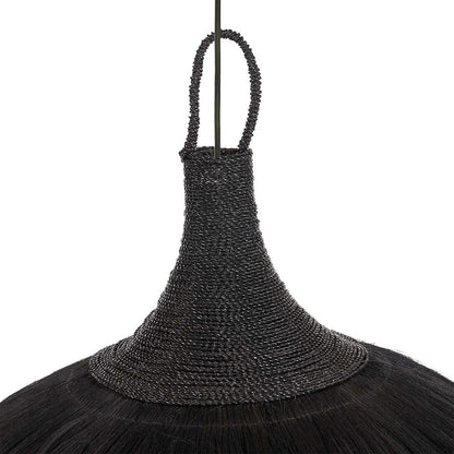 Hanglamp Makiki – mendonggras, zwart, ø100×70 cm
