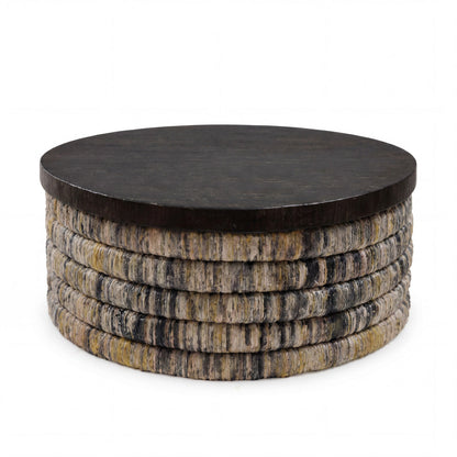 Salontafel Magani – bananenblad, grijs/zwart, ø80×38 cm