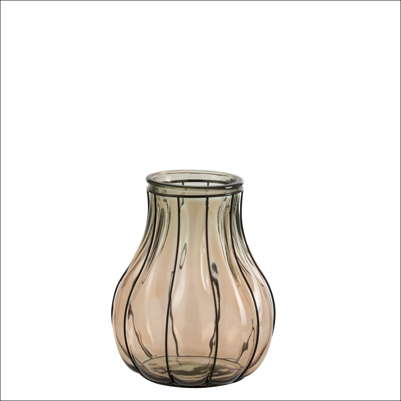 VASE FUSION GLASS/METAL TAUPE SMALL