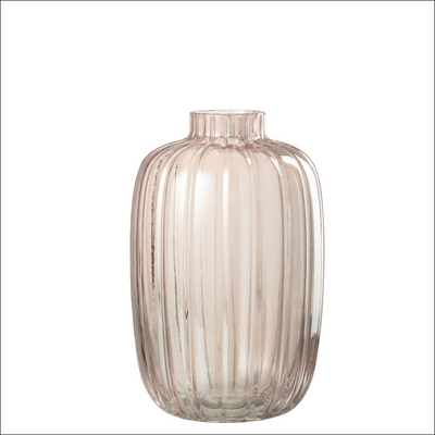 VASE LINES GLAS ROSA MITTEL