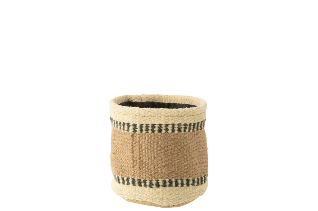 Basket Round+Band Jute Natural/Beige Medium