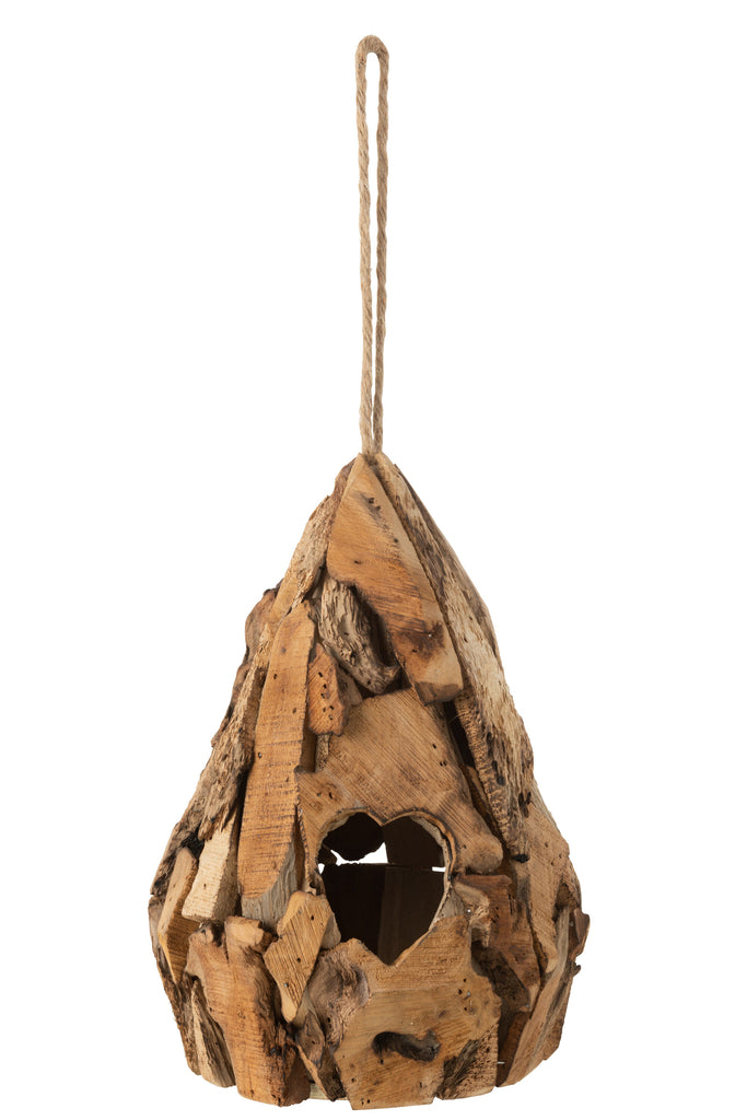 Bird House Drop Shape Wood Brown