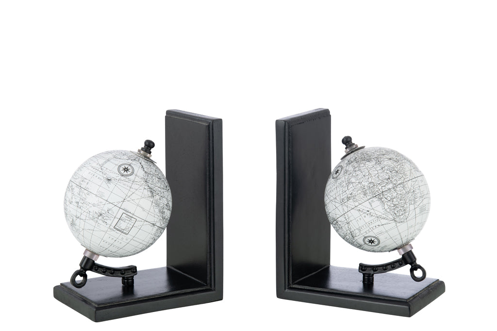 Bookend World Globe Wood Grey/Black