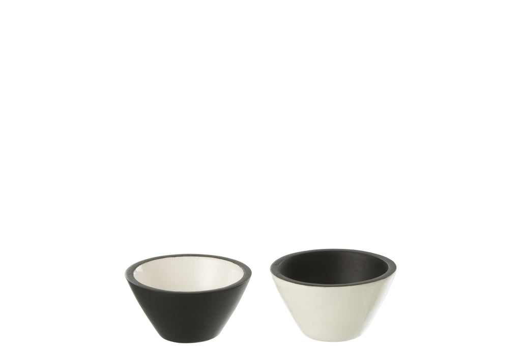 Bowl Vik Wood Black/White Assortment Of 2