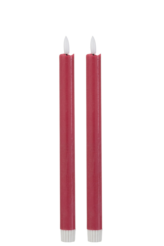 Box 2 Candles Led Long Red Large