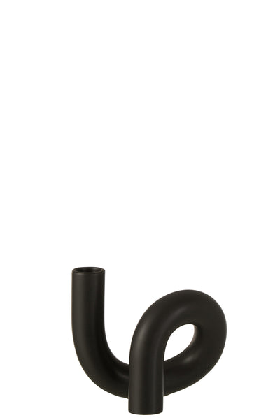 Candle Holder Torsion 1 Candle Ceramic Black