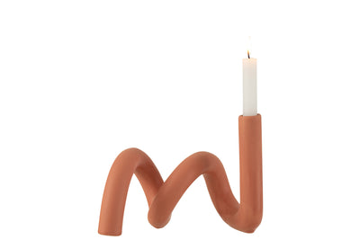 Candle Holder Twist 1Candle Ceramic Orange