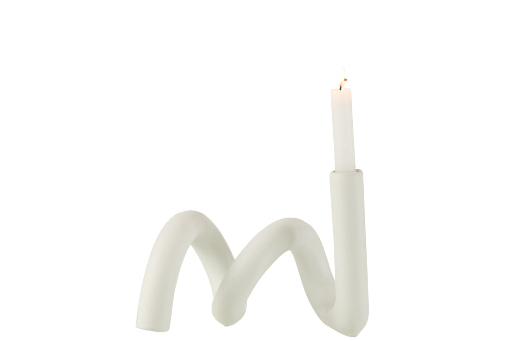 Candle Holder Twist 1Candle Ceramic White