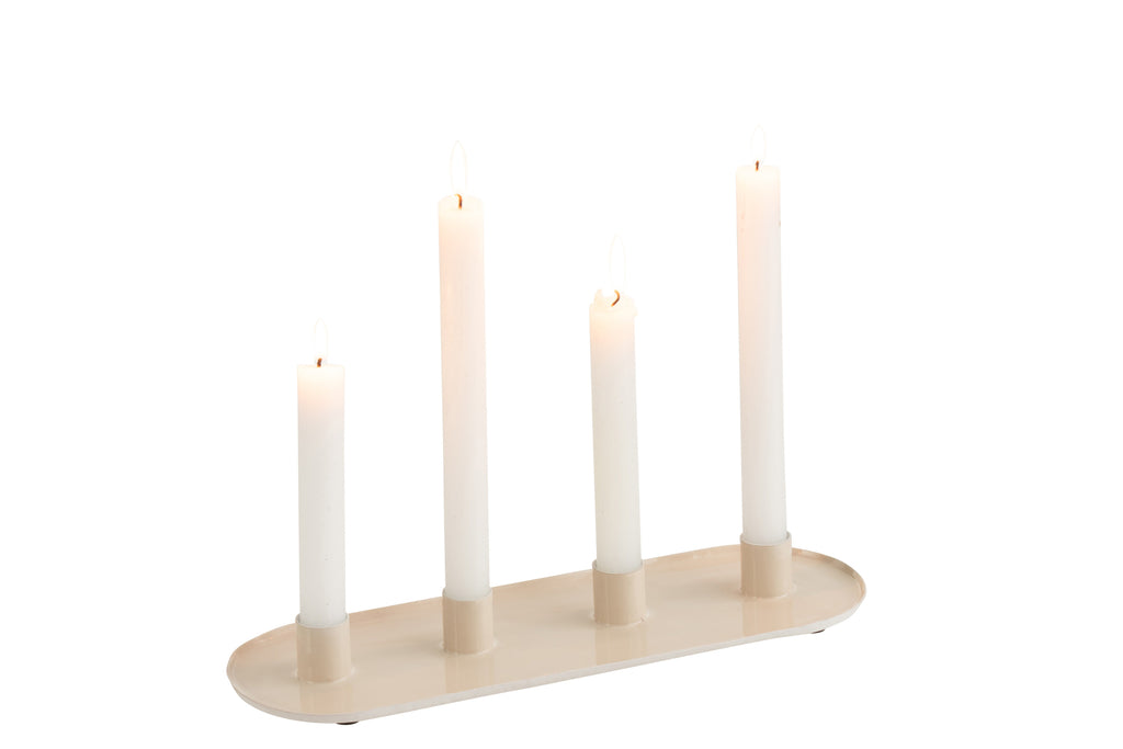 Candleholder 4Pieces Metal Lacquer Beige