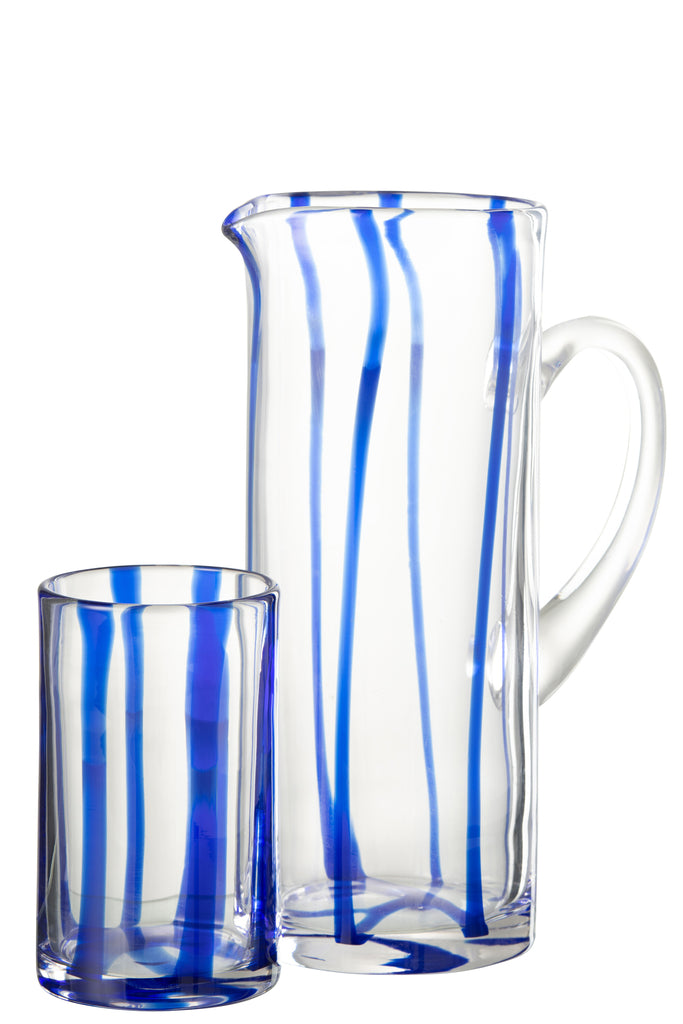 Carafe Stripes Glass Transparent/Blue