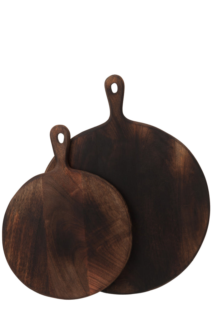 Chopping Board Round Wood Dark Brown Large