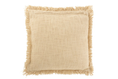 CUSHION FRINGE COTTON VELVET BEIGE