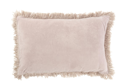 CUSHION FRINGE COTTON VELVET GRAY