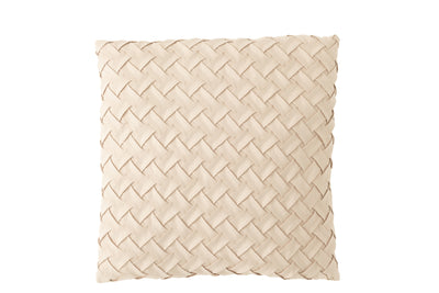 CUSHION WOVEN POLYESTER BEIGE