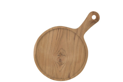 Cutting Board Round Wood Natural Medium