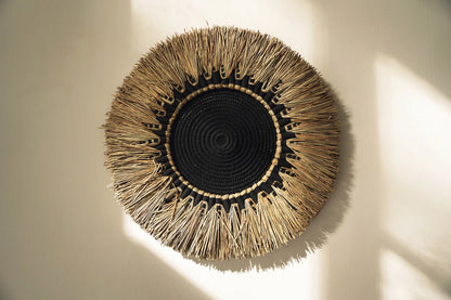 Die Raffia Makramee Wanddeko - Schwarz Natur