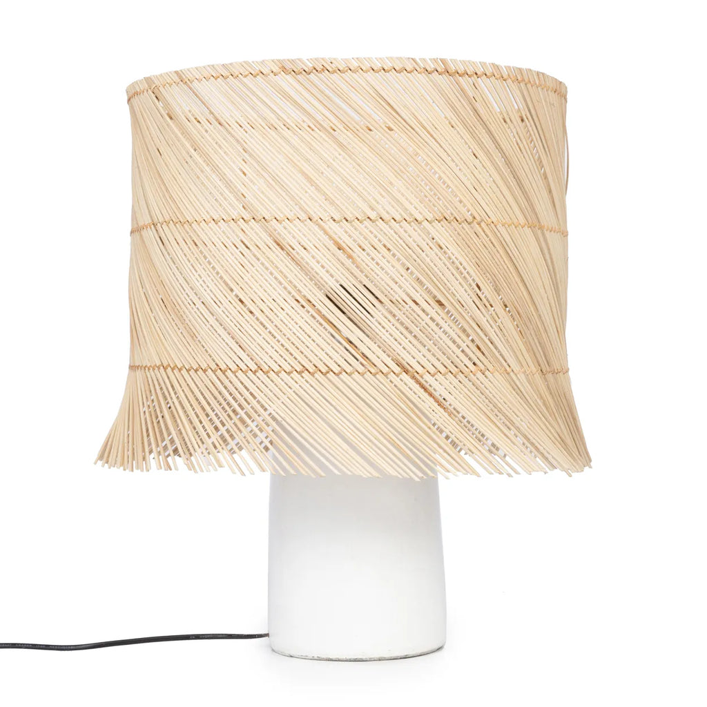 Die Rattan-Tischlampe - Weiß Natur