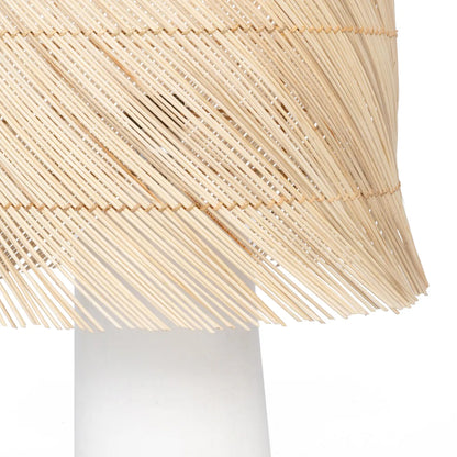 Die Rattan-Tischlampe - Weiß Natur