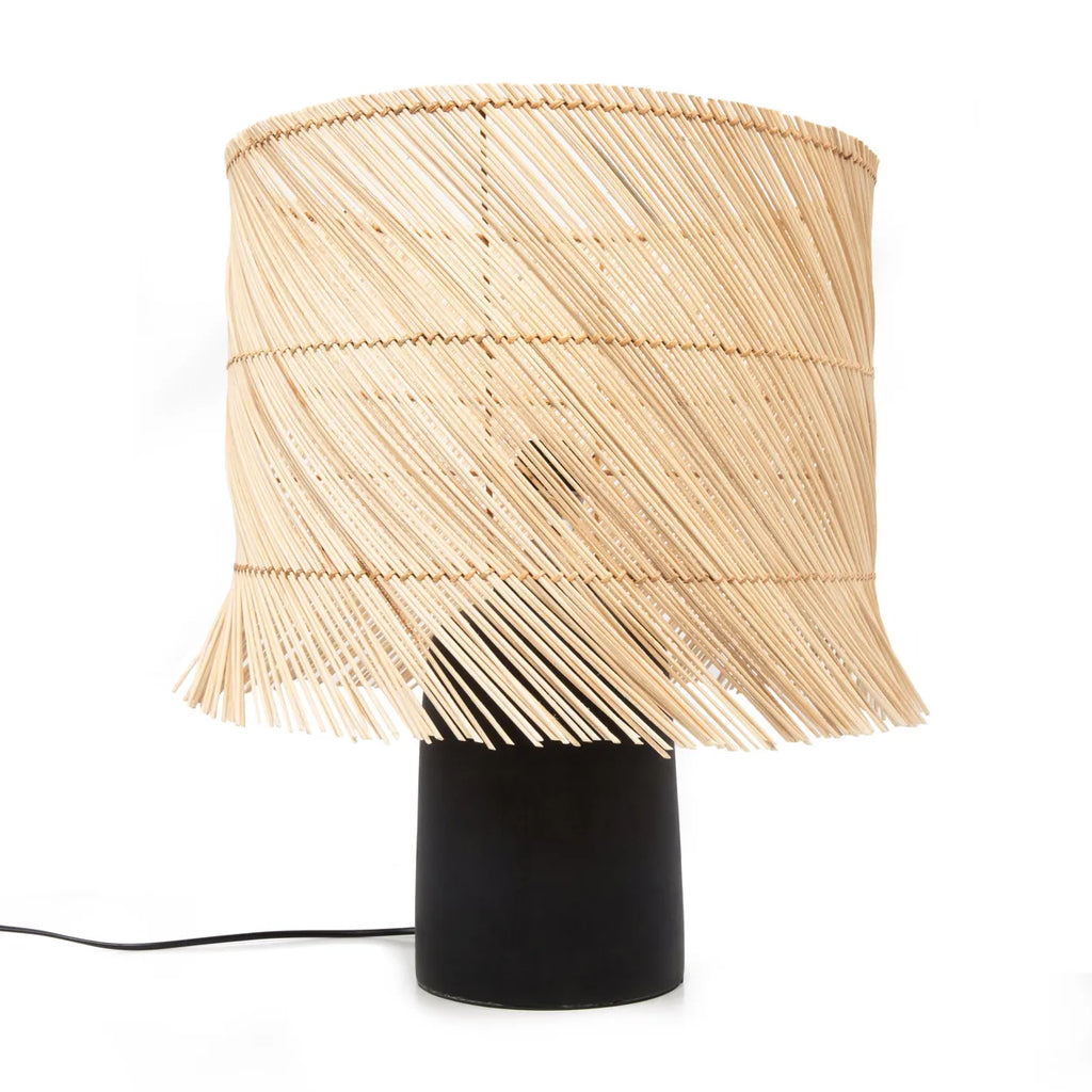 Die Rattan-Tischlampe - Schwarz Natur