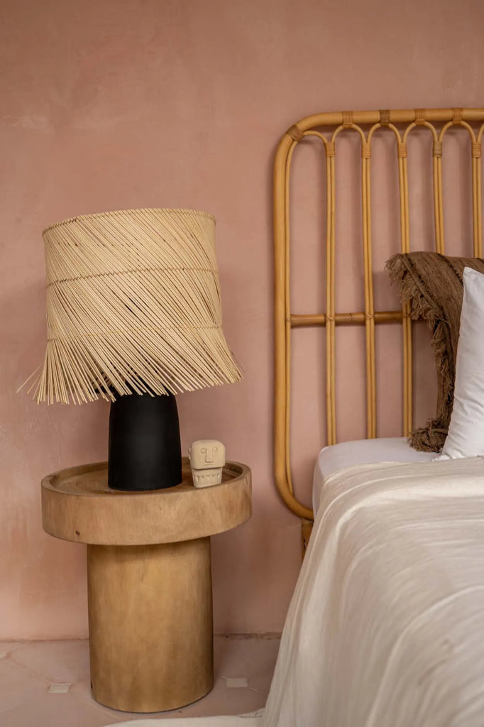 Die Rattan-Tischlampe - Schwarz Natur
