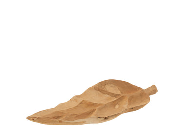 Dish Leaf Teak Wood Natural Medium