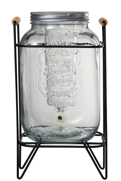 Drink Dispenser On Rack Round Glass/Metal Transparent/Grey