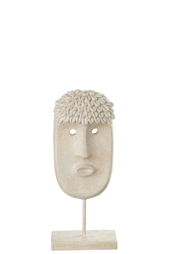 Face Stand Ethnic Stone/Resin Beige Small