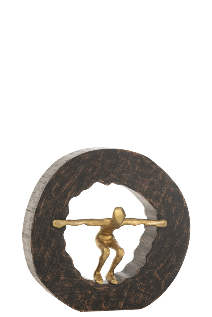 Figure Falling Wood Aluminum Black Gold