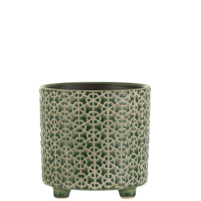 FLOWERPOT FLOWER CERAMIC GREEN MEDIUM