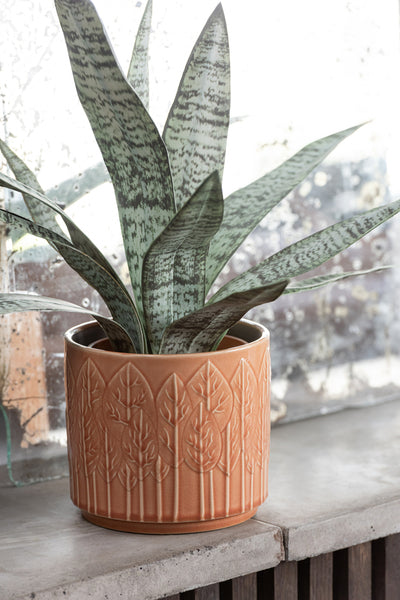 Flowerpot Leaf Ceramic Rust Small