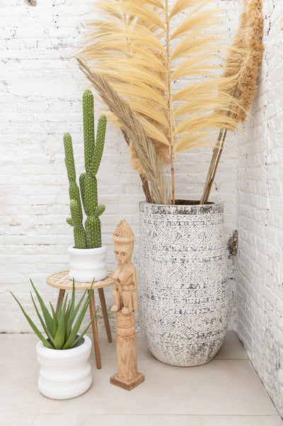 Flowerpot Maya Extra Palmwood White