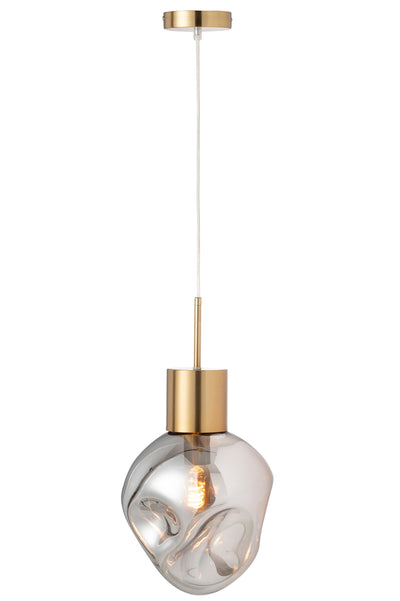 Hanging Lamp Gold Metal/Glass Grey