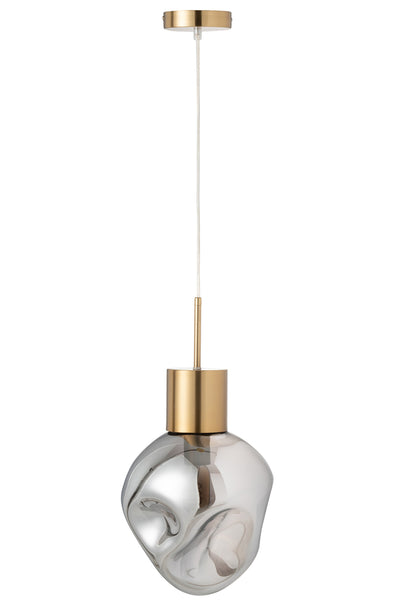 Hanging Lamp Gold Metal/Glass Grey