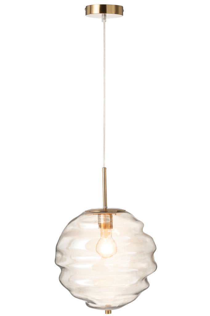 Hanging Lamp Honeycomb Glass Light Cognac