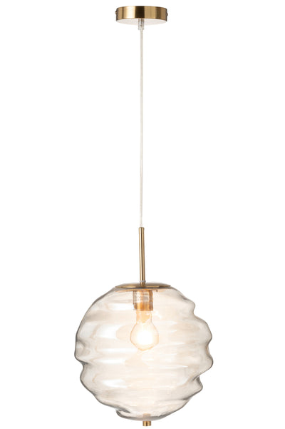 Hanging Lamp Honeycomb Glass Light Cognac