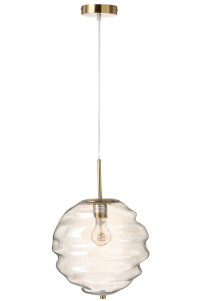 Hanging Lamp Honeycomb Glass Light Cognac