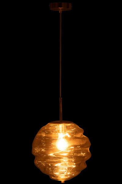 Hanging Lamp Honeycomb Glass Light Cognac