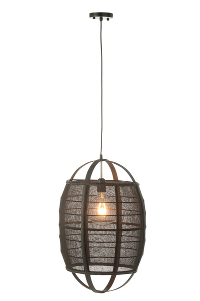 Hanging Lamp Ion Linen/Bamboo Black Small