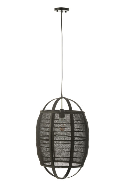 Hanging Lamp Ion Linen/Bamboo Black Small