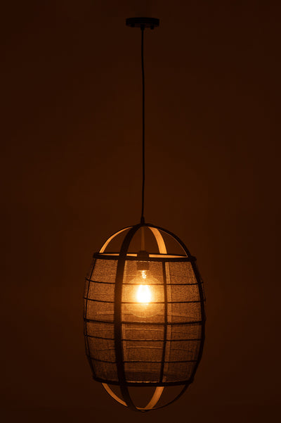 Hanging Lamp Ion Linen/Bamboo Black Small